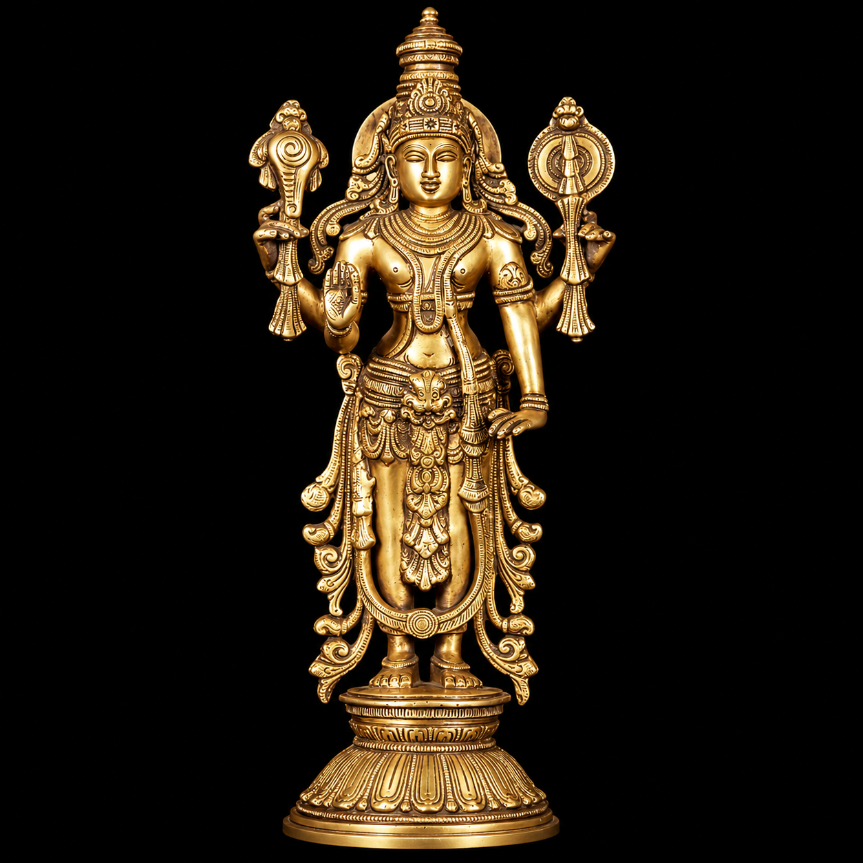 Standing Lord Vishnu Brass Idol